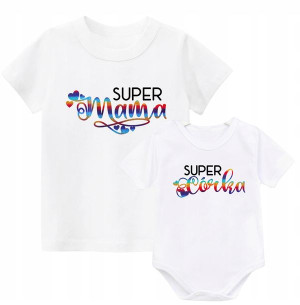 Zestaw koszulek Super Mama Super Córka Prezent 68