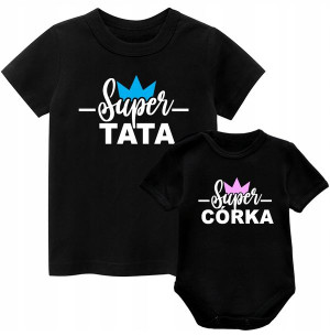 Zestaw koszulek Super TATA CÓRKA Prezent r. 98