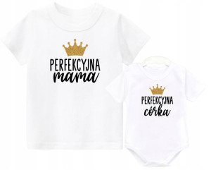 Zestaw koszulek Perfekcyjna Mama Córka Prezent 68