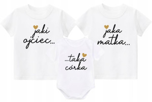 Zestaw koszulek Mama Tata Córka Prezent r. 80