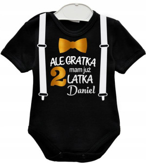 Body kr rękaw URODZINY 2 latka SZELKI MUCHA r. 92