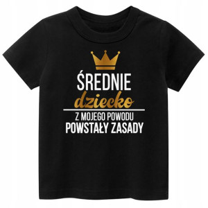 T-shirt, koszulka napisy Średnie dziecko r. 164