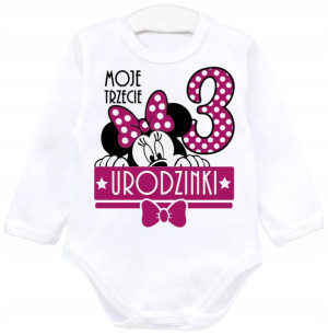Body dł rękaw URODZINY 3 lata Myszka Minnie r. 98