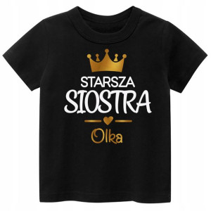 Koszulka bluzka URODZINY Starsza siostra IMIĘ 128