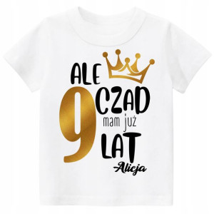 Koszulka URODZINY 9 lat imię dziecka Złoto r. 134