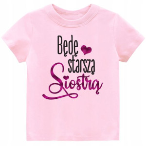 Koszulka t-shirt Będę starszą siostrą BROKAT r 128