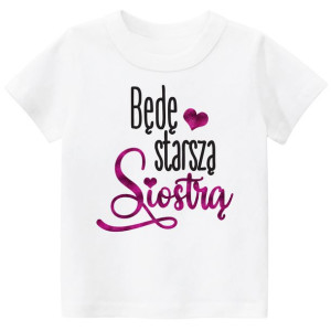 Koszulka t-shirt Będę starszą siostrą BROKAT r 128
