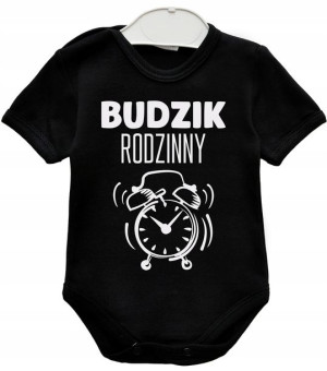 Body niemowlęce z nadrukiem Budzik rodzinny r. 86