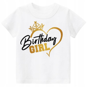 Koszulka URODZINY BIRTHDAY GIRL BROKAT r. 134