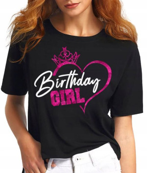 Koszulka damska URODZINY BIRTHDAY GIRL BROKAT S