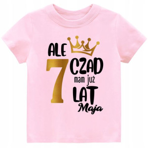 Koszulka URODZINY Ale czad mam 7 lat ZŁOTO r. 128