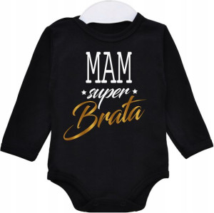 Body dł rękaw Mam super brata ZŁOTY NADRUK r. 68