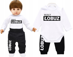 Komplet dziecięcy body spodnie Mały ŁOBUZ r. 62