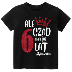 Koszulka URODZINY 6 lat imię dziecka BROKAT r. 122
