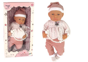 Lalka Bobas 46 Cm Różowa Smoczek Kocyk Piórka