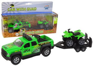 Auto Terenowe Z Przyczepą Quad Zielony Metal 510220
