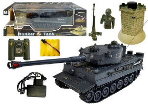 Czołg R/C 1:28 Zdalnie Sterowany Czarny Z Bunkrem