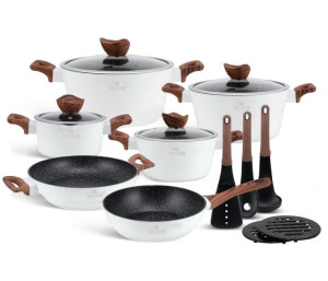 Garnki Z Powłoką Granitową 15 Ele Zilner White Lilly Zl-8515