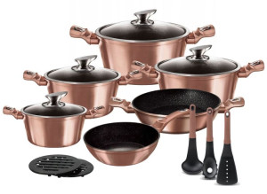 Garnki Z Powłoką Granitową 15 Ele Zilner Rosegold Zl-8517