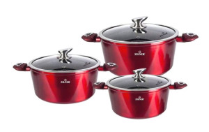 Garnki Z Powłoką Granitową 6 Ele Zilner Cherry Red Zl-8561