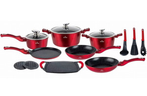 Garnki Z Powłoką Marmurową 15 Ele Zilner Cherry Red Zl-8591