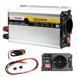 Skyled Przetwornica Samochodowa 1000w 12v 230v Usb