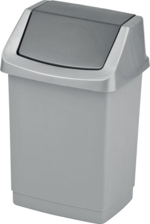 Kosz 15L z pokrywą uchylną SREBRNY - KU15