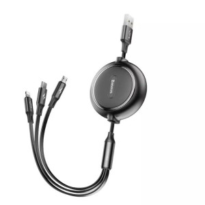 Baseus Golden Loop rozwijany kabel 3w1 USB - micro USB / Lightning / USB-C