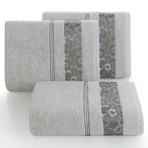 Elegancki ręcznik z miękkiej bawełny frotte 70X140cm srebrny 500GSM