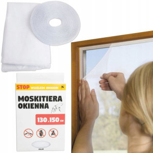 Moskitiera Siatka Na Okno 130x150 + Rzep Biała