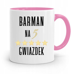 Kubek Różowy Dla Barmana Na Pięć Gwiazdek Prezent