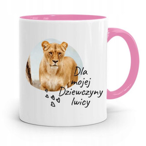 Kubek Różowy Dla Dziewczyny Dziewczyna Lwica