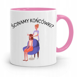 Kubek Różowy Dla Fryzjerki Ścinamy Końcówki