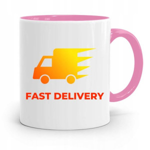 Kubek Różowy Dla Kuriera Fast Delivery Prezent