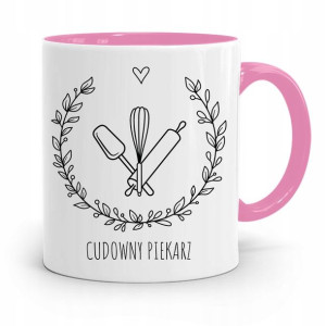 Kubek Różowy Dla Piekarza Cudowny Piekarz Prezent