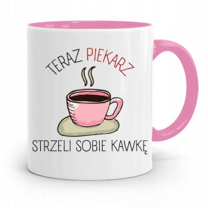 Kubek Różowy Dla Piekarza Piekarz Strzeli Kawkę