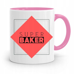 Kubek Różowy Dla Piekarza Super Baker Prezent