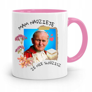 Kubek Różowy Jan Paweł Ii Papież Mam Nadzieję