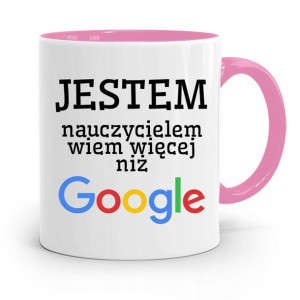 Kubek Różowy Na Dzień Nauczyciela Wie Więcej Niż