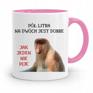 Kubek Różowy Nosacz Janusz Pół Litra Na Dwóch