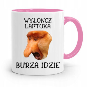 Kubek Różowy Nosacz Janusz Wyłoncz Laptoka Prezent
