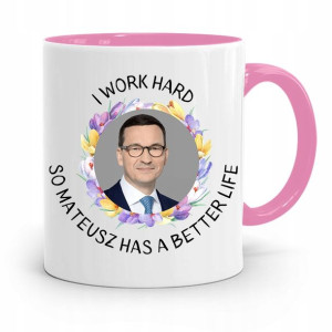 Kubek Różowy Politycy Premier Mateusz Morawiecki