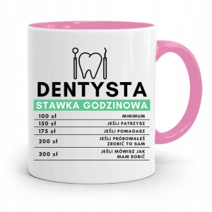 Kubek Różowy Prezent Dentysty Stawka Godzinowa