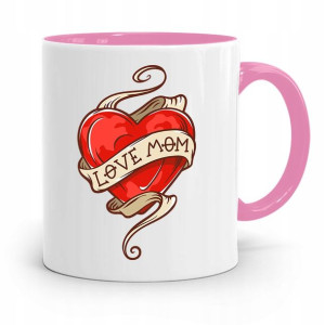 Kubek Różowy Prezent Dla Mamy Love Mom Prezent