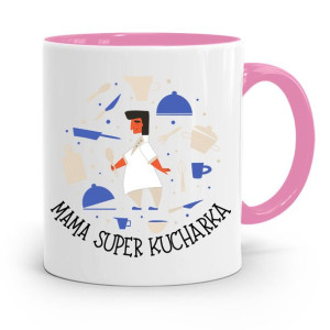 Kubek Różowy Prezent Dla Mamy Mama Super Kucharka