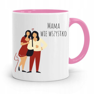 Kubek Różowy Prezent Dla Mamy Mama Wie Wszystko