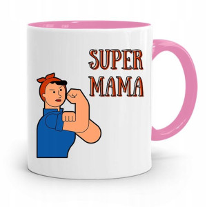 Kubek Różowy Prezent Dla Mamy Matki Super Mama