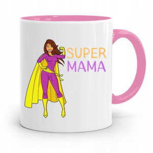 Kubek Różowy Prezent Dla Mamy Super Mama Prezent