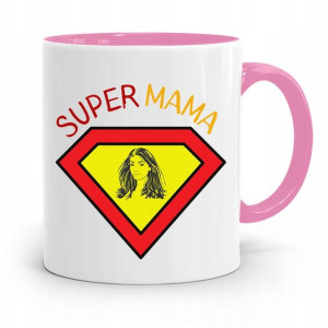 Kubek Różowy Prezent Dla Mamy Super Mama Prezent