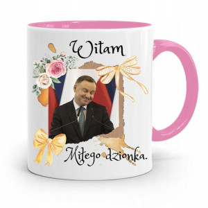 Kubek Różowy Prezydenta Andrzej Duda Pis